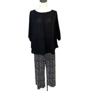 Chico’s Travelers Women’s 2Pc Set Size 3/XL Chiffon Dolman Top + Crinkled Pants